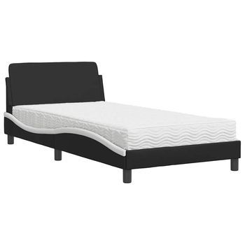 Cama Con Colchón Dover Cuero Sintético Negro Y Blanco 100x200 Cm Vidaxl