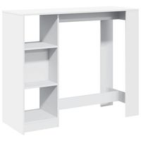 mesa bar  mesa de bistro con estante madera ingenieria blanca 124x46x1035 cm