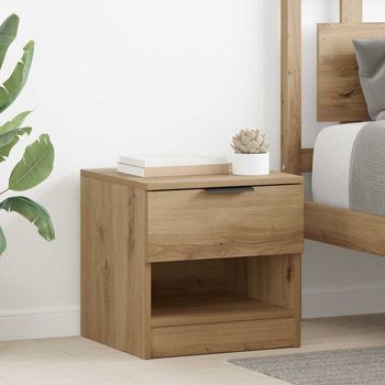 Mesita De Noche 2 Uds - Mueble Dormitorio - Madera Ingeniería - Roble Artesanal (40x39x40cm)