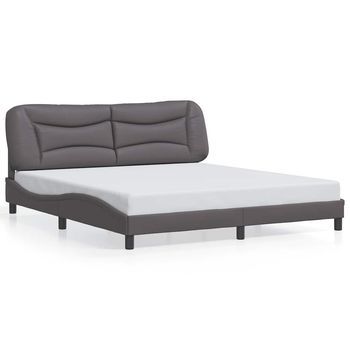 Estructura De Cama Con Cabecero Cuero Sintético Gris 180x200cm