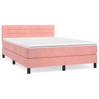 Cama Tapizada 193x144x88 Cm Terciopelo - Rosa