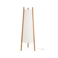 leds c4 woody - lampara de pie e27 madera clara natural y textil blanco