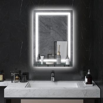 Espejo De Baño De Vidrio Templado Kleankin 50x70 Cm Plata