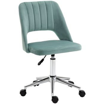 Vinsetto Silla de Escritorio Ajustable en Altura con Ruedas, Giratoria 360°, Forma de Concha, Espuma, 49 x 60 x 79-91 cm, Verde