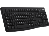 teclado - logitech k120 usb ultrafino patas ajustables resistente a salpicaduras numerico windows negro