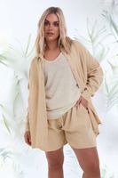 yours camisa beige de estamena de algodon mujer curvy y tallas grandes yours