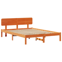cama matrimonial  cama doble  estructura de cama con cabecera marron encerado 200x200 cm madera maciza de pino cfw65010