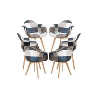 pack 6 sillas belu patchwork de tela 81625045 cm - azul