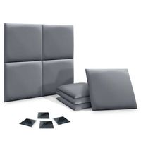 dhome juego de 8 paneles tapizados de pana premium pack autoadhesivos para pared acusticos absorbentes proteccion impactos gris 60x60cm x8