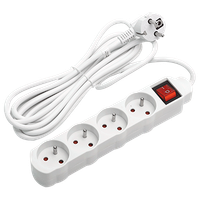 aigostar regleta alargador de 4 tomas con interruptor y proteccion infantil 5 m blanco 16a 250v