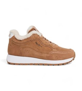 Pepe Jeans para mujer. PLS60015 Zapatillas de piel Dean Block marrón (38), Plano, Ante, Cordones, Casual