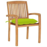 pack 2 uds sillas de jardin  silla de exterior  sillon madera de teca y cojines verde brillante