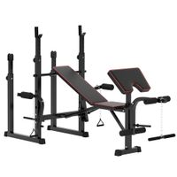 sportnow banco de pesas con soportes para barra y respaldo ajustable para entrenamiento completos de cuerpo negro