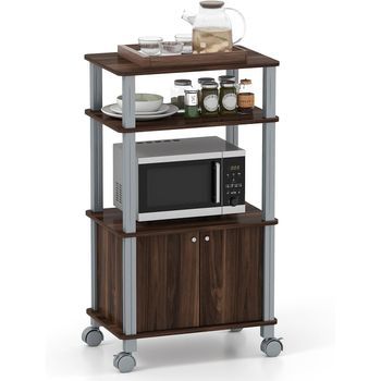 Carrito De Cocina Soporte Para Costway Microondas Y Horno Con Ruedas Estante Organizador (marrón Oscuro)