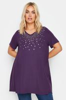 yours top morado de pico con tachas de estrellas mujer curvy y tallas grandes yours