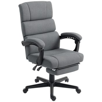 HOMCOM Silla de Oficina Acolchada con Cojín Lumbar y Reposacabezas, Ajustable en Altura, con Ruedas, Gris