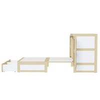 cama plegable color madera y blanco de 140 x 200 cm con cajon y puertas