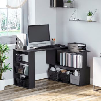 Escritorio Esquinero De Melamina Homcom 120x110x74,5 Cm Negro
