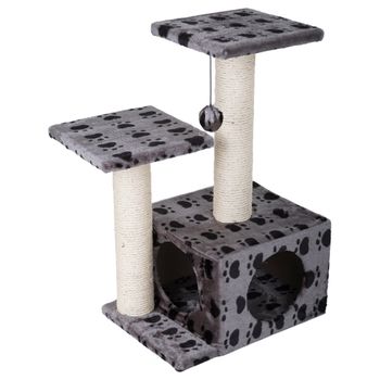 Trixie Valencia Cat Tree  - Grey with paw pattern