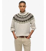 superdry para mujer w6110657a jersey fairisle cuello alto blanco roto xl casual poliester manga larga