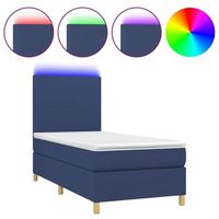 cama para adulto  cama individual  cama box spring colchon y luces led tela azul 80x200 cm