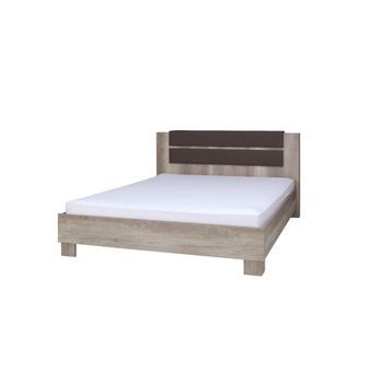 Conjunto De Cama Para Adulto 160 X 200 Con Dos Mesitas De Noche En Color Roble Claro Colección Romi. Incluye Somier.