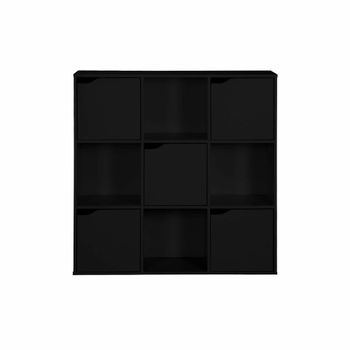 Estantería con 3 estantes y 9 compartimentos de aglomerado negro