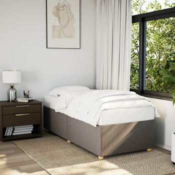 Cama Individual | Cama De Adulto | Estructura De Cama Sin Colchón Tela Gris Taupe 100x200 Cm Cfw340984