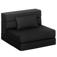 homcom sillon convertible 1 plaza sillon cama plegable cojin incluido para invitados salon espacio pequeno carga 120 kg negro   aosom espana