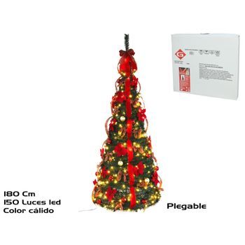 Árbol Navidad Con Cinta Y 150 Led 75x180 Cm