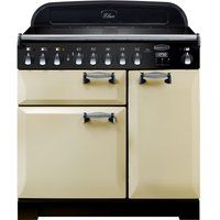 rangemaster elan deluxe ela90eicr 90 cm electric induction range cooker - cream  chrome cream