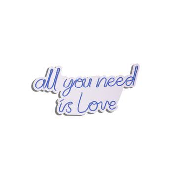Iluminación Led Decorativa De Plástico All You Need Is Love Azul 32x60x2 Cm