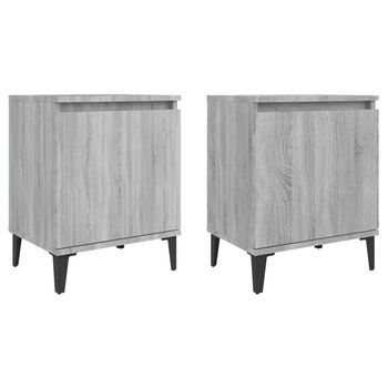 Mesitas De Noche | Mesa Auxiliar | Mesilla Con Patas De Metal Gris Sonoma 40x30x50 Cm