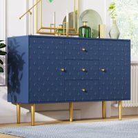 muebles de bano azul marino con patron de escala