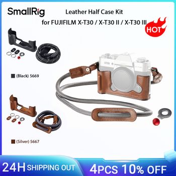SmallRig X-T30 III Kit de media funda de cuero para FUJIFILM X-T30 / X-T30 II / X-T30 III, con correa para el hombro Llave plana Estética retro