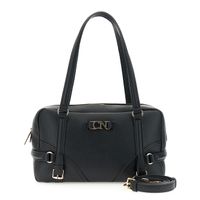 bolso baul bajo el hombro suave efecto piel con grano con correas y hebillas black