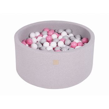 Meowbaby Piscina De Bolas, Round Seca Para Niños, Gris Claro : Gris/blanco/rosa Claro, 300 Pcs, 90x40cm