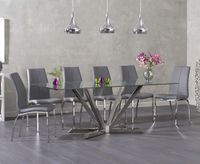 reno 200cm glass dining table with cavello chairs