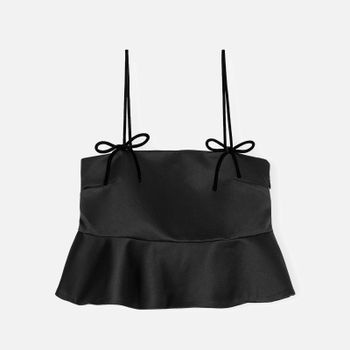 Ganni Duchesse Satin Flounce Top - 38