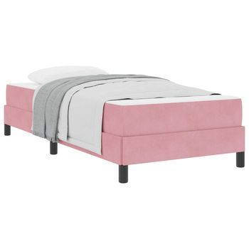 Cama Tipo Box Spring Con Colchón Rosa 90 X 210 Cm Tela Vidaxl