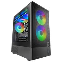mars gaming mc-onyx caja gaming microatx frontal mesh metalico ventana lateral cristal templado 3x ventiladores argb fdb estructura doble camara soporte refrigeracion liquida hasta 240mm negro