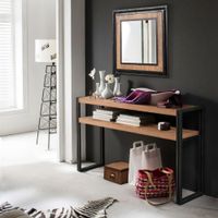 consola de estilo industrial madera y negro 140 cm