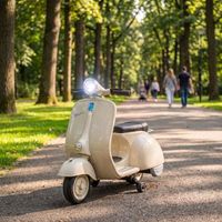 moto electrica infantil licencia vespa con ruedines blanco aiyaplay