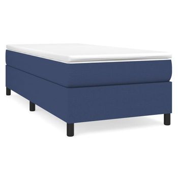 Cama Individual | Cama Para Adultos | Estructura De Cama Box Spring Tela Azul 90x190 Cm