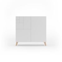 zapatero melamina roble claro puertas blanco patas roble cl 87x90x27cm