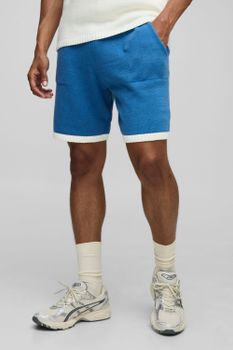 Pantalón Corto Holgado De Punto, Azul