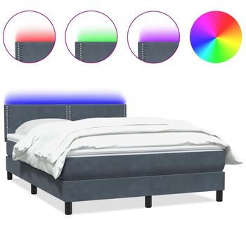 Cama Box Spring Con Colchón Terciopelo Gris Oscuro 140x210 Cm Vidaxl