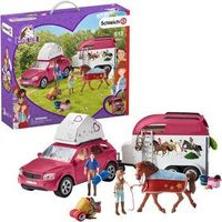 gran viaje ecuestre de en coche y remolque schleich