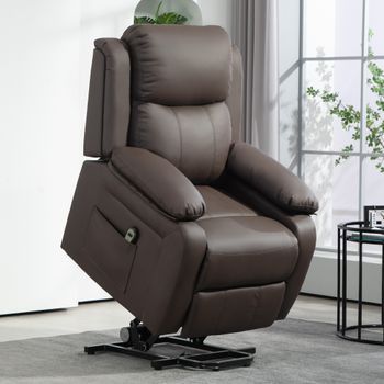 Sillón Levanta Personas De Pu Espuma Acero Homcom 76x90x105 Cm-marrón