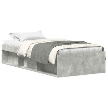 Cama Individual | Cama Para Adultos | Estructura De Cama Gris Hormigón 90x200 Cm